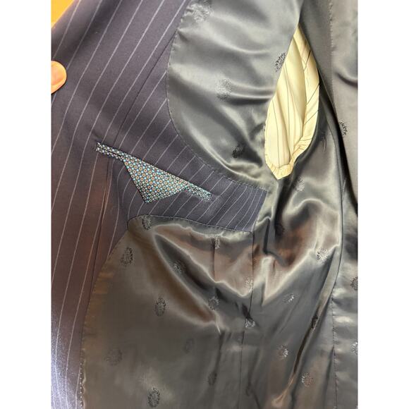 LAUREN RALPH LAUREN blue striped wool blend mens jacket blazer 48L - Picture 8 of 13